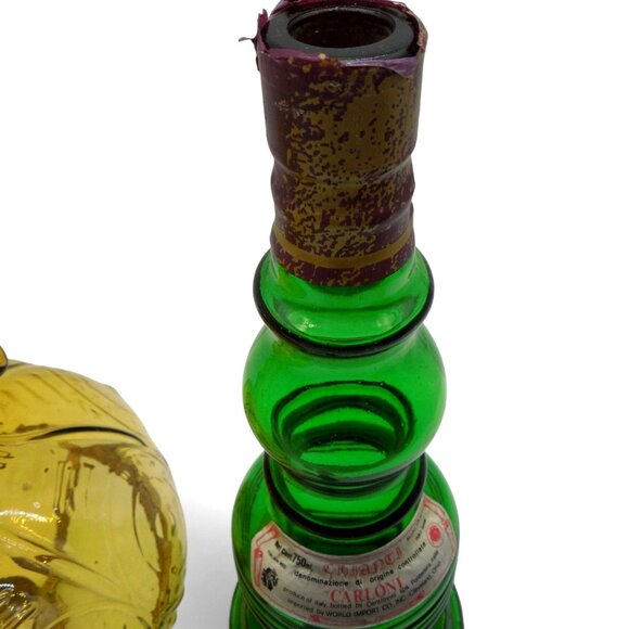 Green GLASS Wine Bottle CANDLE Lamp Italian Chianti Carloni Vintage 22" - Picture 6 of 12